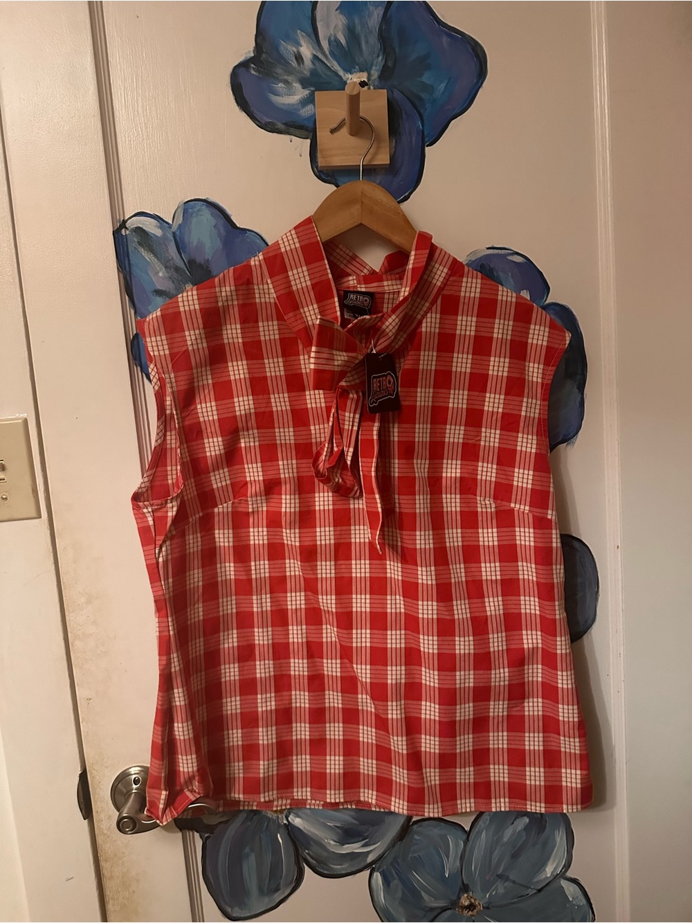 NWT Palaka or Plaid Bow blouse
